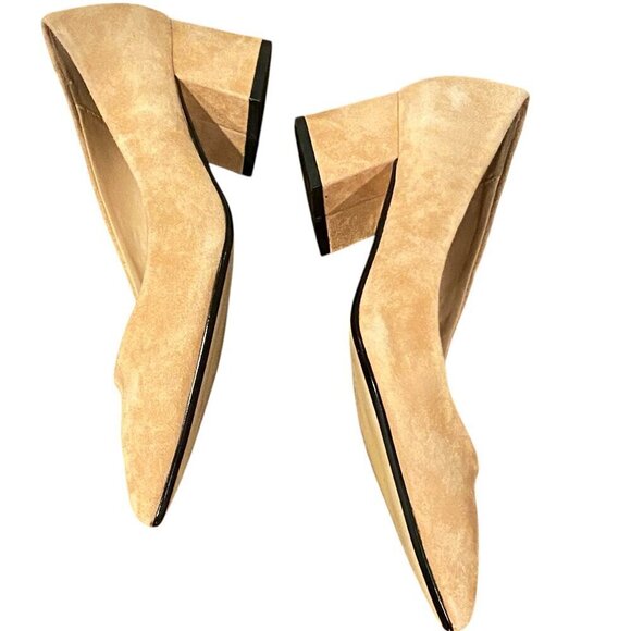 Aldo Hillers Suede 2" Block Heel Pointed Toe Pump Sz 7.5 Tan/Nude/Beige 320F - Picture 5 of 8